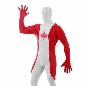 Adult 2nd Skin Canadian Flag Bodysuit Halloween Costume Morphsuit SIZE 3XL